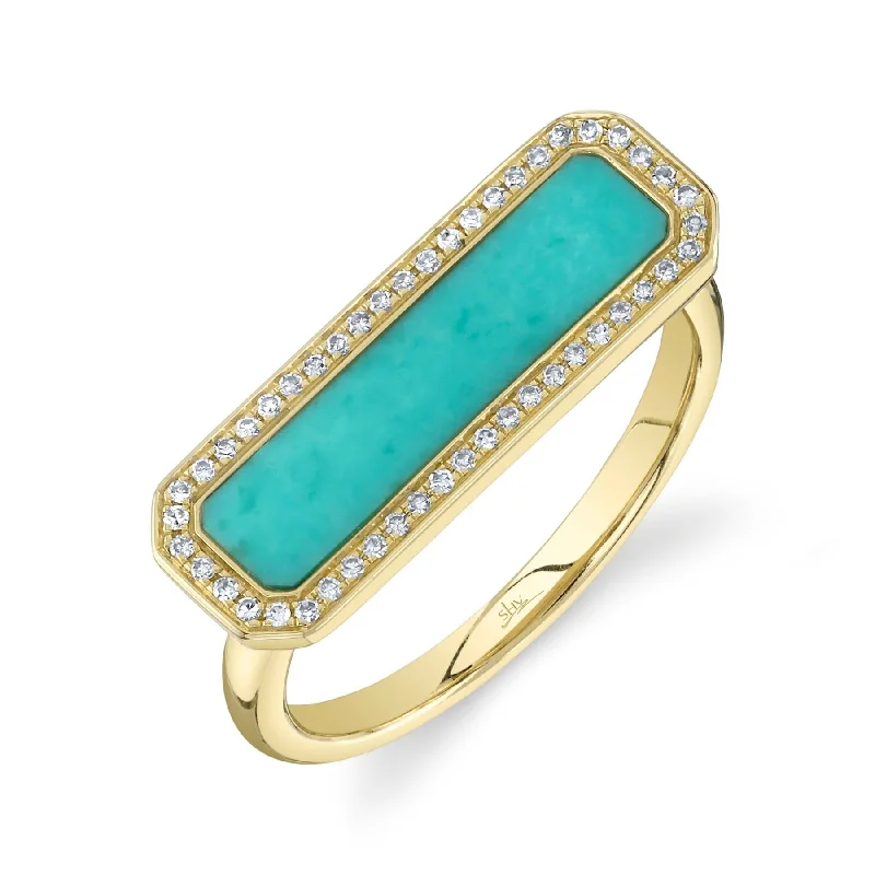 0.11CT DIAMOND & 1.03CT COMPOSITE TURQUOISE BAR RING SC55024850