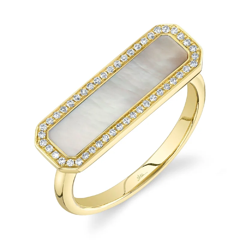 0.11CT DIAMOND & 1.05CT MOTHER OF PEARL BAR RING SC55024805