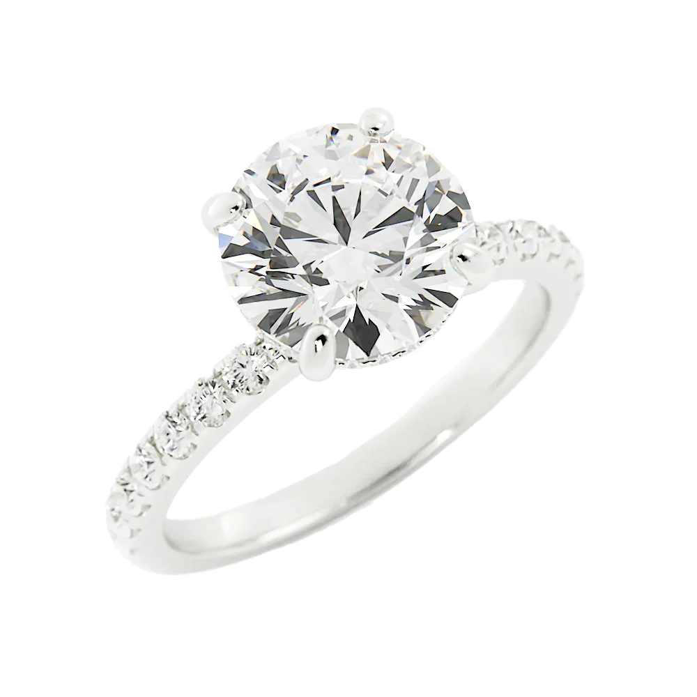 2 Carat Round Moissanite Engagement Ring