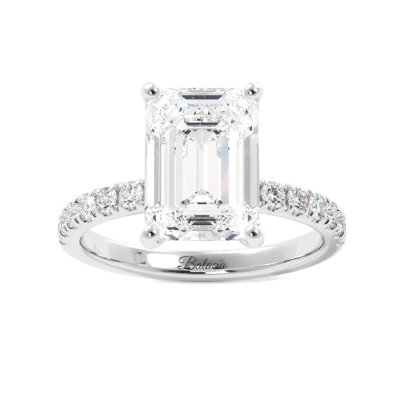 3 Carat Emerald Cut Diamond Hidden Halo Engagement Ring