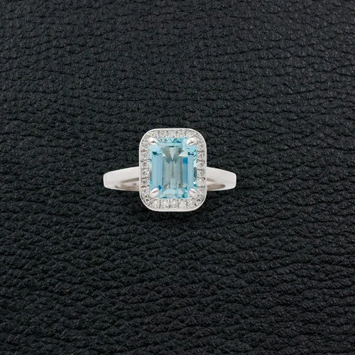 Aquamarine & Diamond Ring