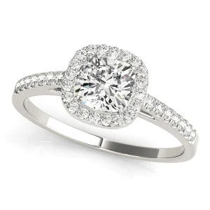 Cushion Cut Moissanite Halo Engagement Ring Hidden Pave Band