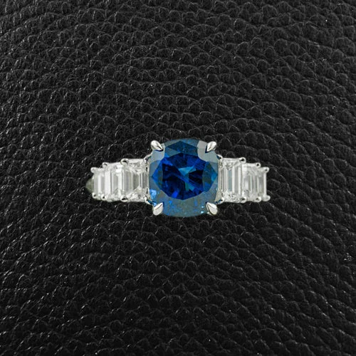 Cushion cut Sapphire & Diamond Ring