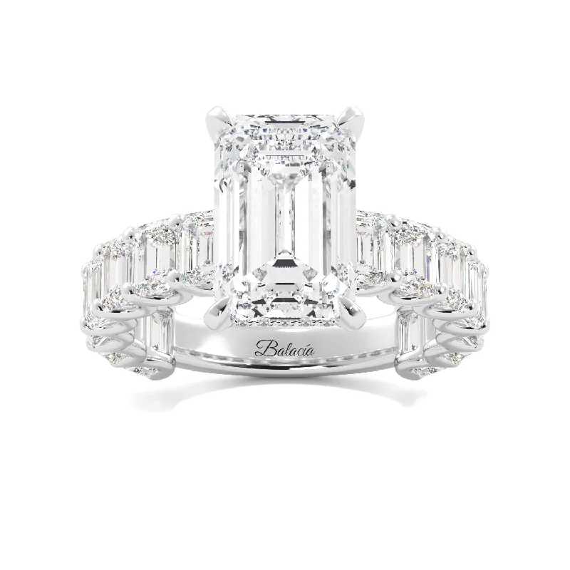 Emerald Cut Engagement Ring with Emerald Cut Side Diamonds