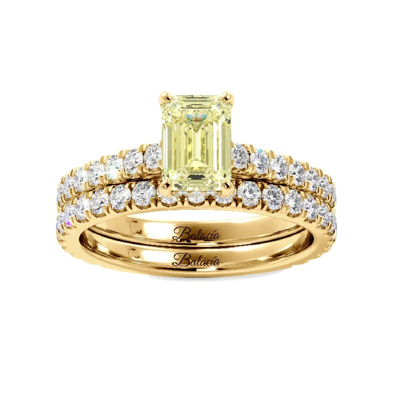 Fancy Yellow Emerald Cut Diamond Engagement Ring