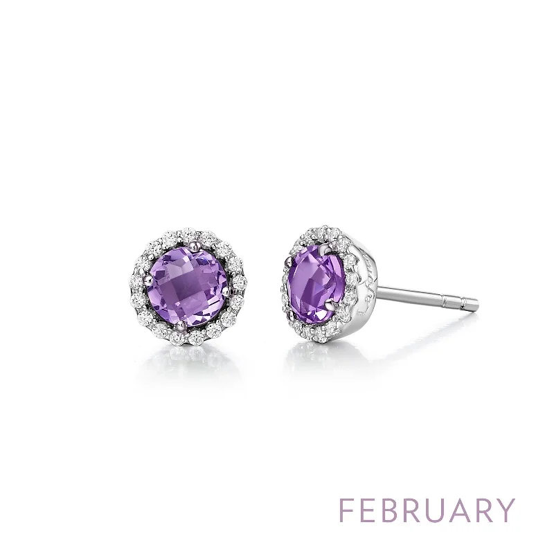 Lafonn Birthstone Round February Amethyst Earring BE001AMP00