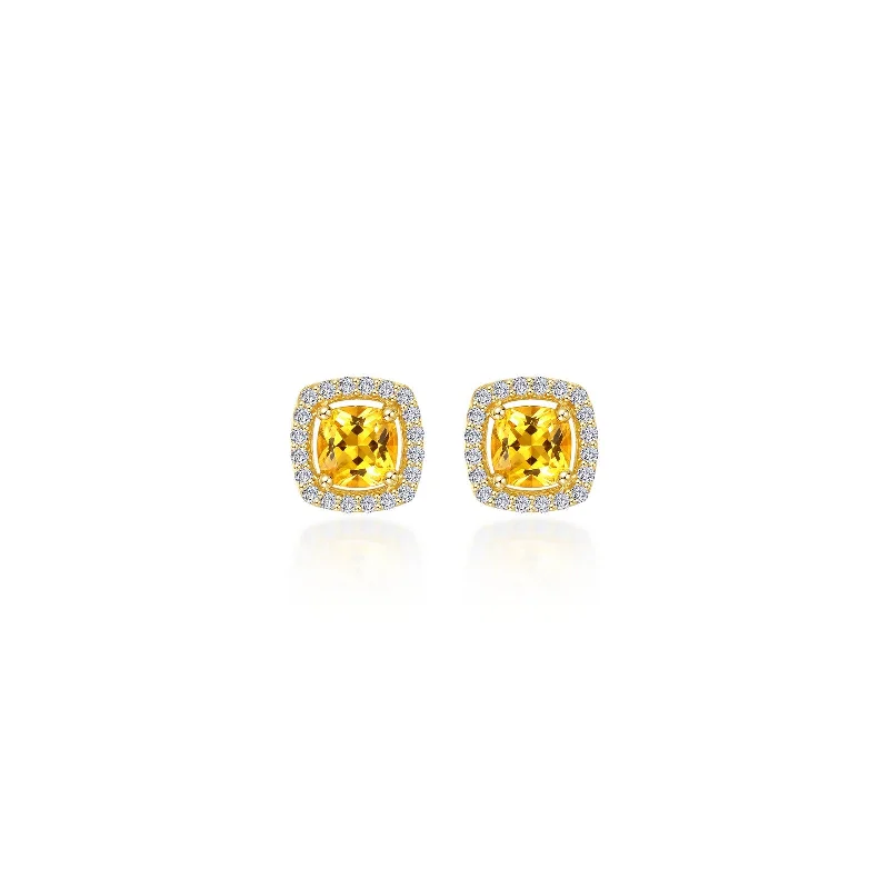 Lafonn Classic Cushion Citrine Earring E0329CAG00