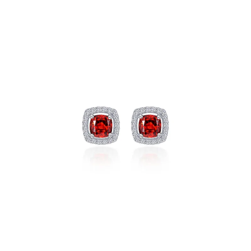 Lafonn Classic Cushion Garnet Earring E0329GNP00