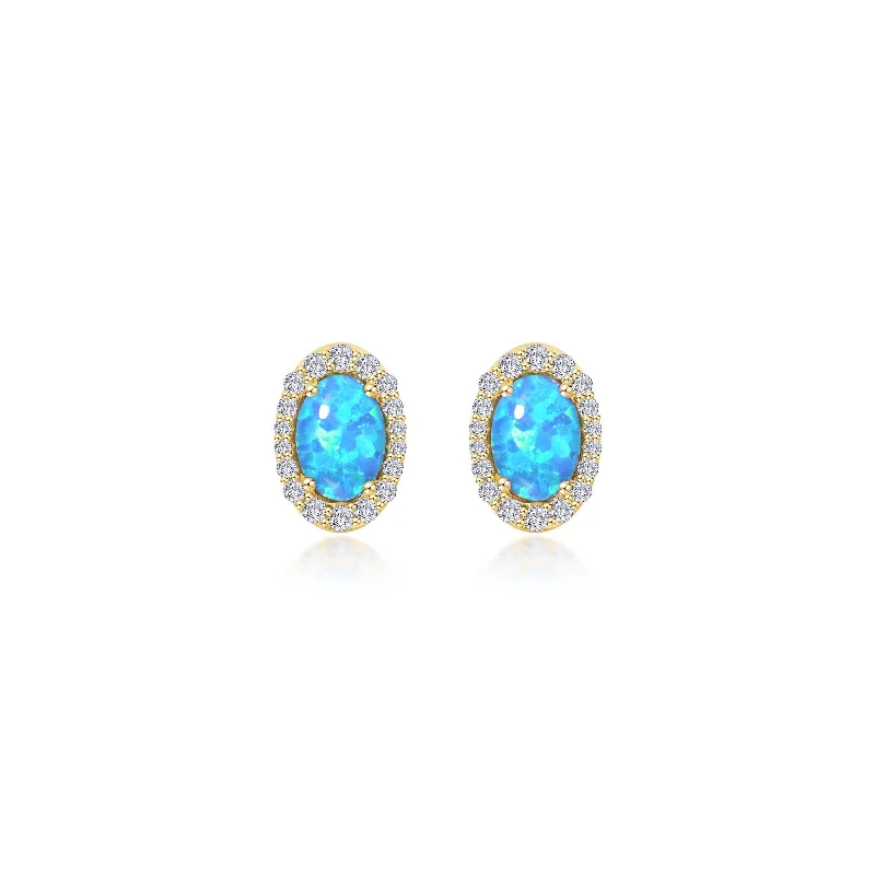 Lafonn Classic Oval Blue Blue Opal Earring E0323BOG00