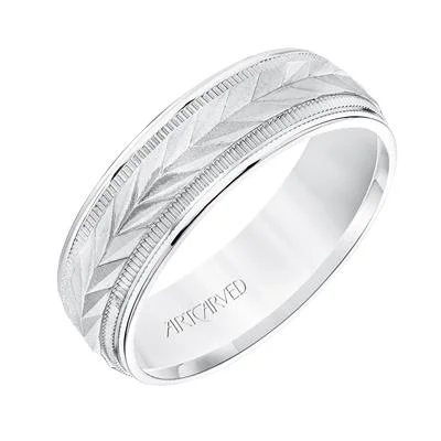 Low Dome Round Edge Carved Wedding Band