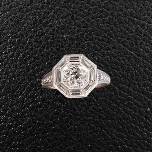 Octagonal Diamond Engagement Ring