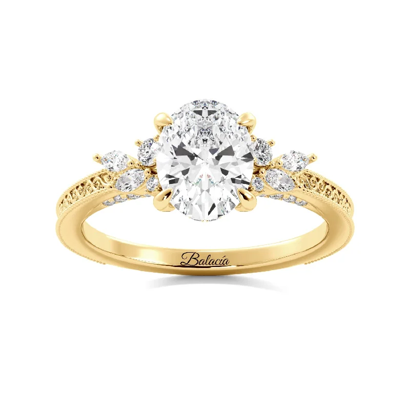 Oval Cluster Sides Filigree Milgrain Engagement Ring