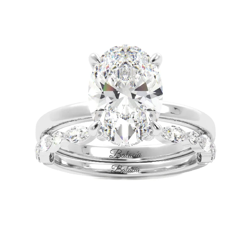 Oval Hidden Halo Engagement Ring