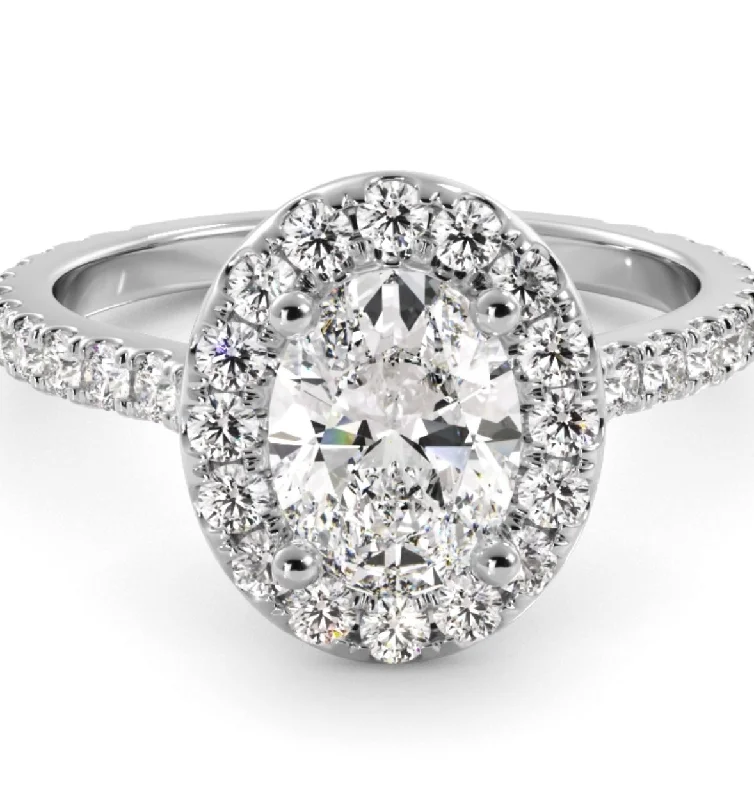 Oval Natural Diamond Halo Engagement Ring