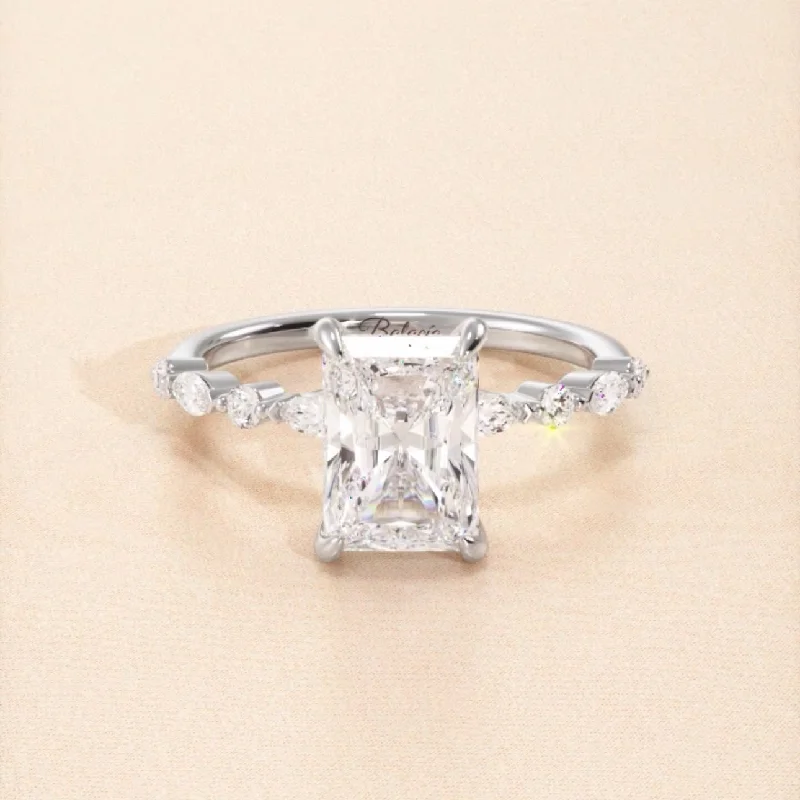 Radiant Cut Natural Diamond Dainty Engagement Ring