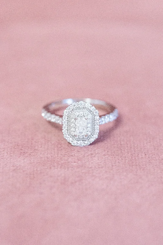 Radiant Cut Double Halo Moissanite Engagement Ring