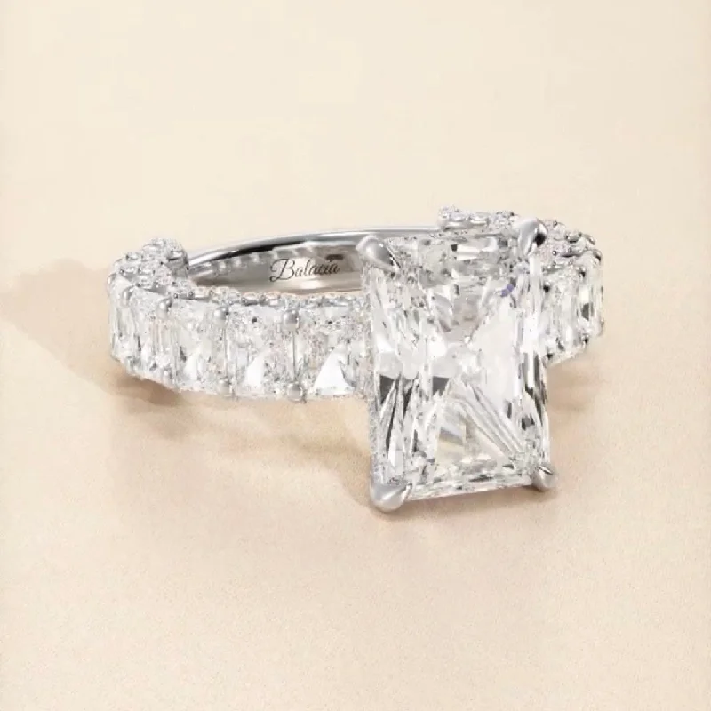 Radiant Cut Engagement Ring with Radiant Cut Side Diamonds Iced Out