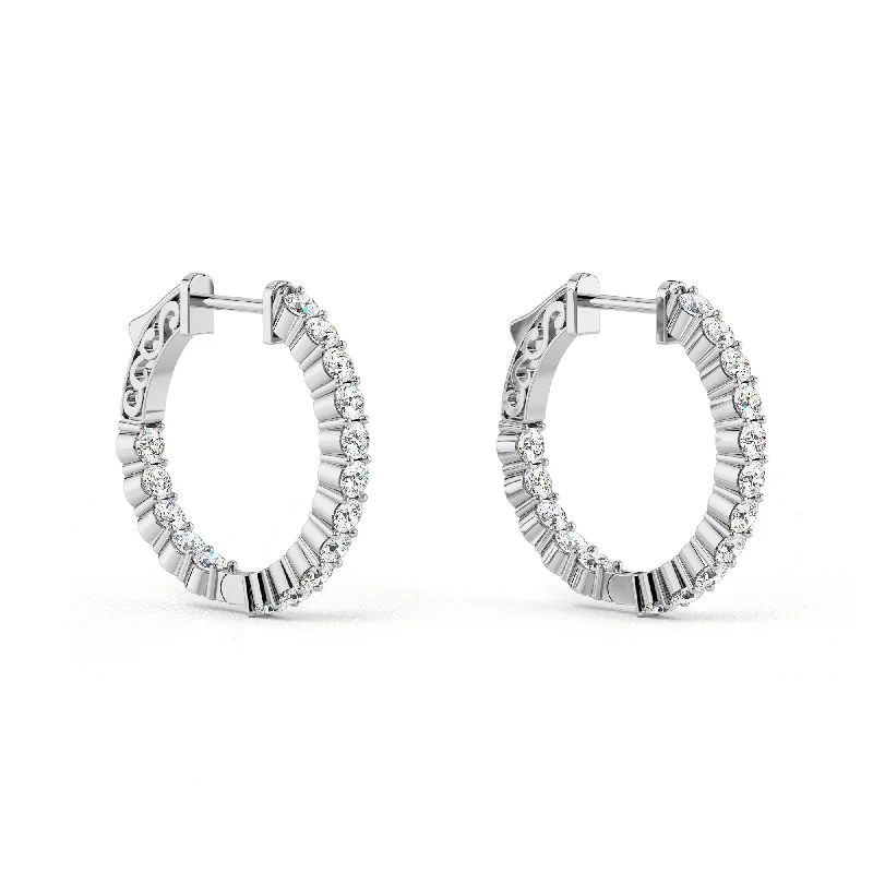 Diamond Inside-Out Hoop Earrings with round profile