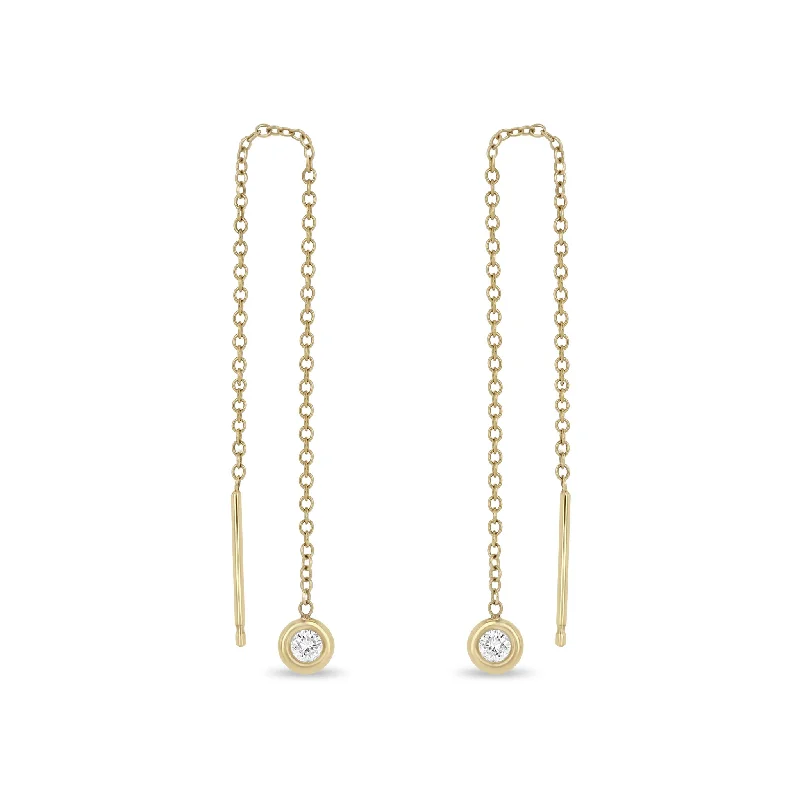 14k Floating Diamond Threader Earrings