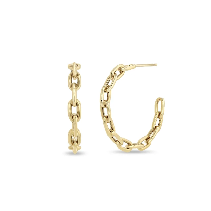 14k Large Square Oval Link Hoops