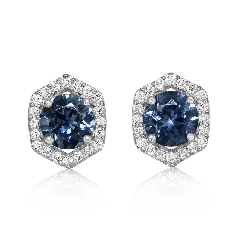 14K White Gold Montana Sapphire/Diamond Earrings