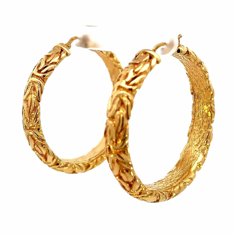 Gold Byzantine Hoop Earrings 9mm - 2"