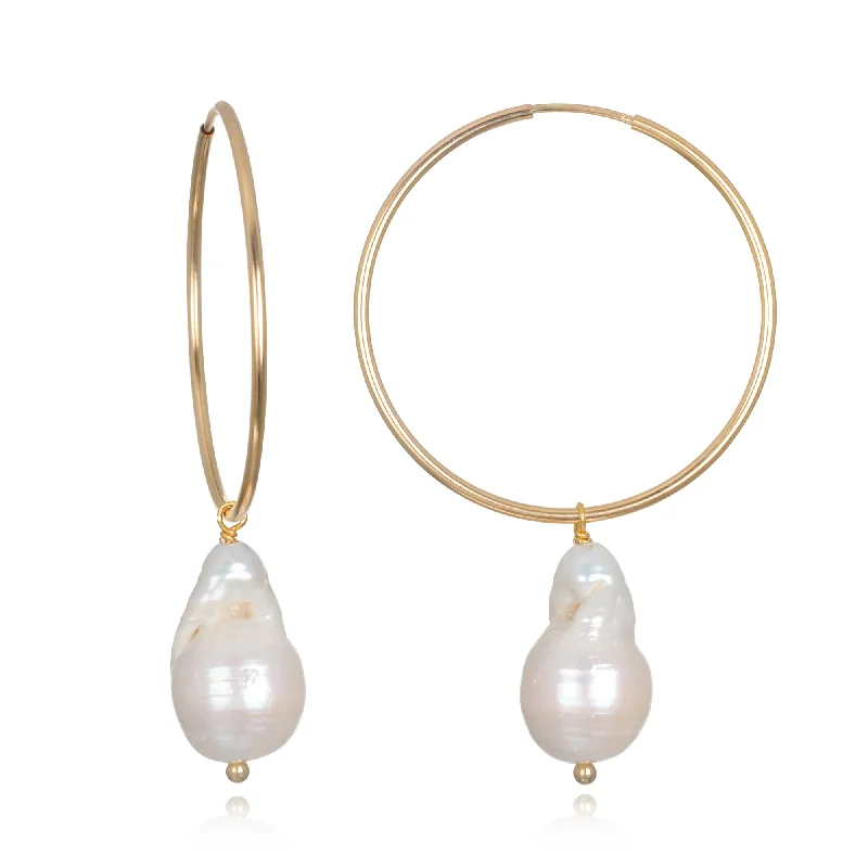 Audrey Pearl Hoop Earrings