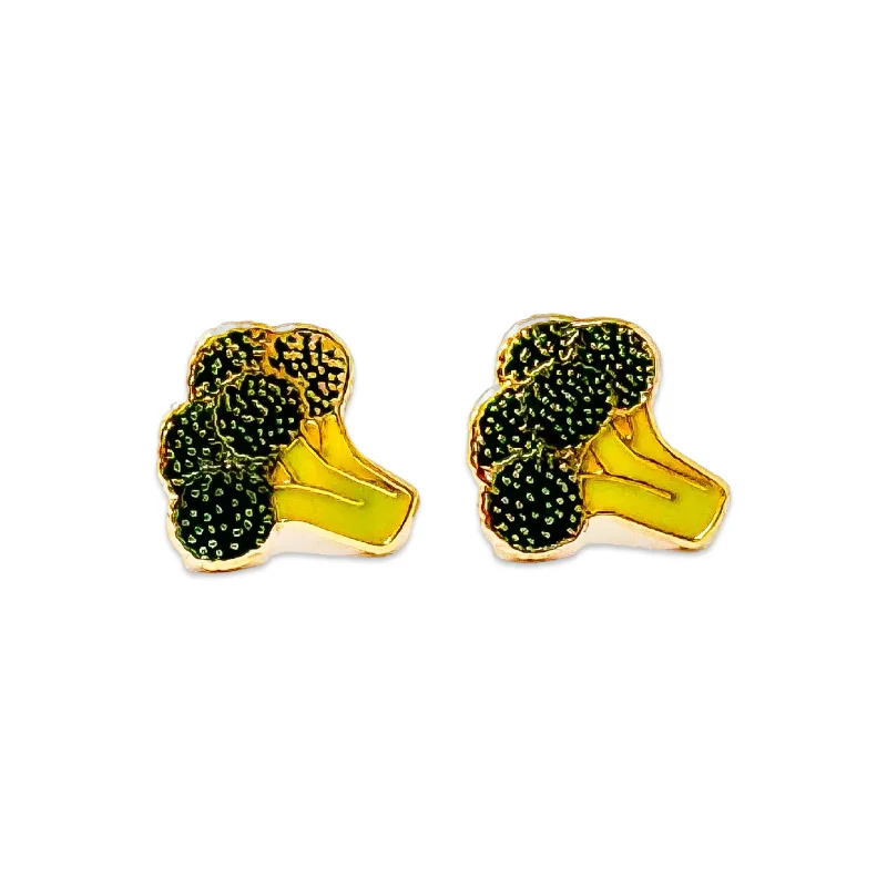 Broccoli Enamel Earrings