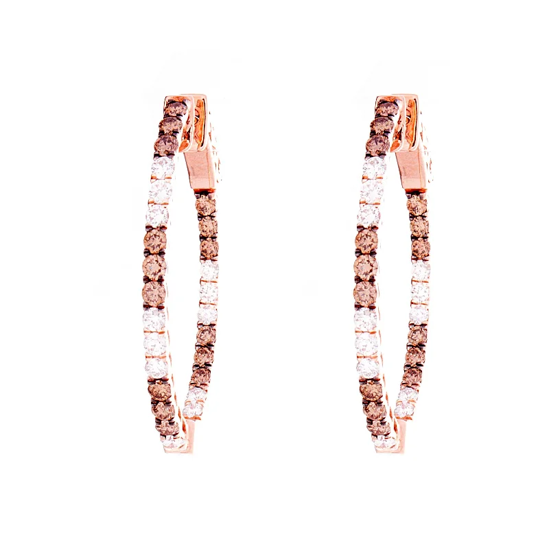 Choco Diamond inside-out hoop earrings