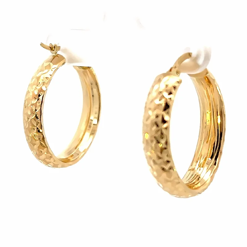 Gold Domed Lazer Cut Hoop Earrings