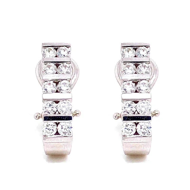 Two Row Horizontal Channel Set Diamond Earrings