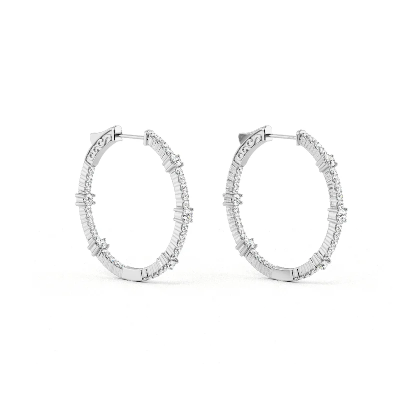 Diamond Inside-Out Hoops with Station Diamonds