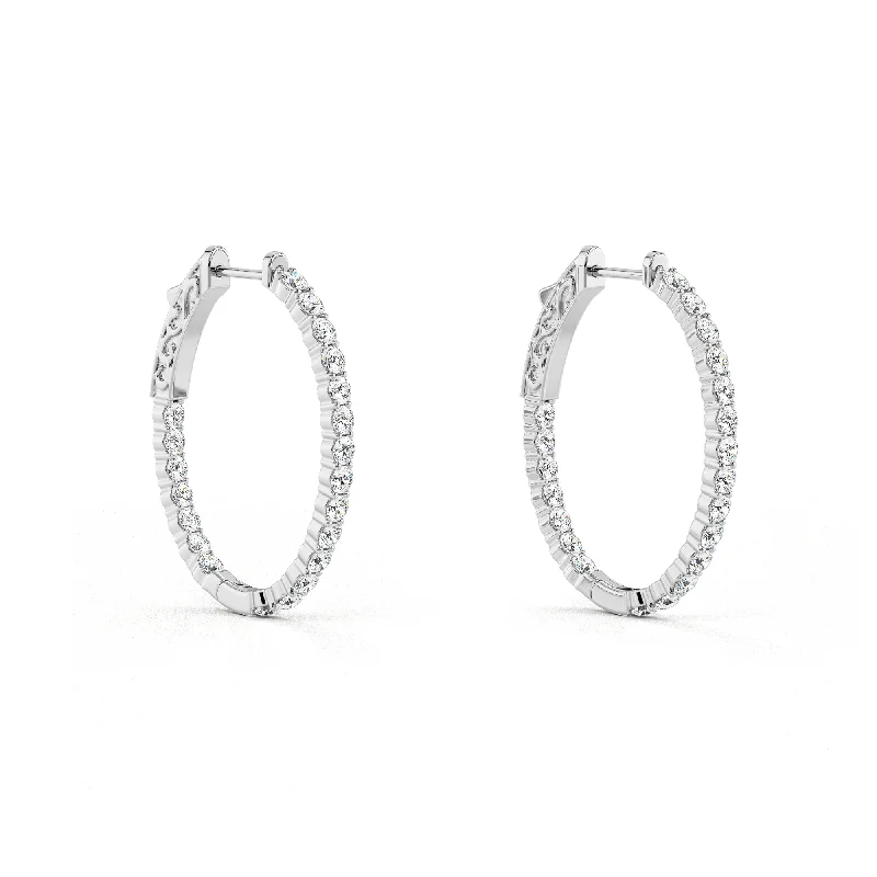 Diamond Inside-Out Oval Profile Medium Hoops