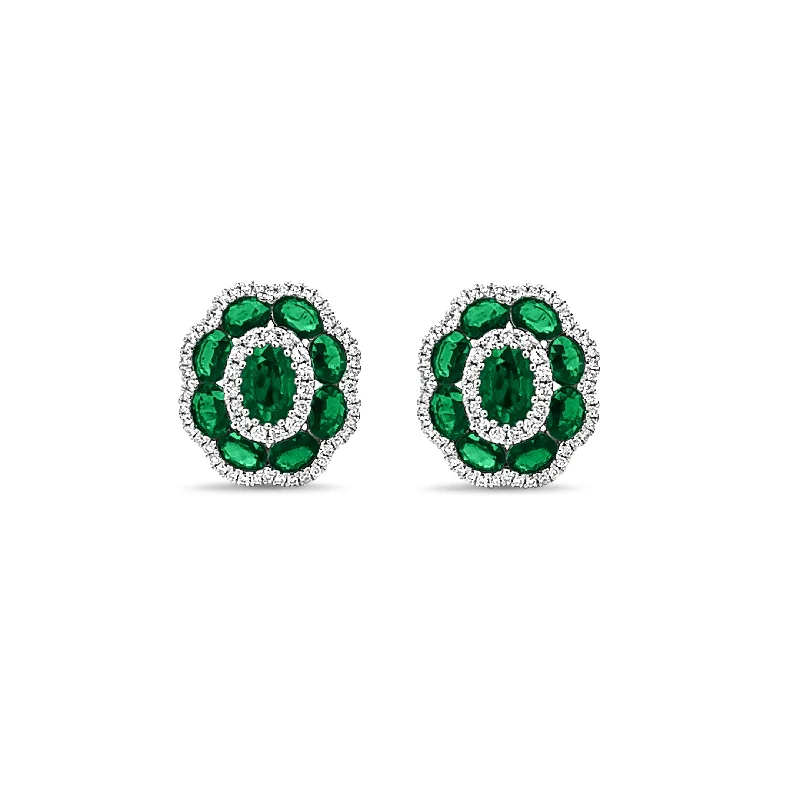 Emerald and Diamond Flower Earring