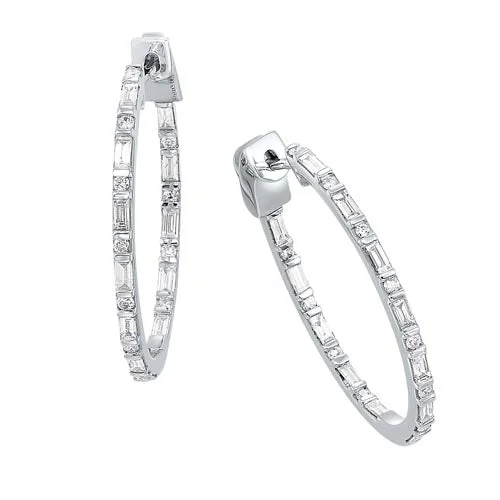 Diamond Inside Out Eternity Hoops in 14k White Gold (1 ctw)