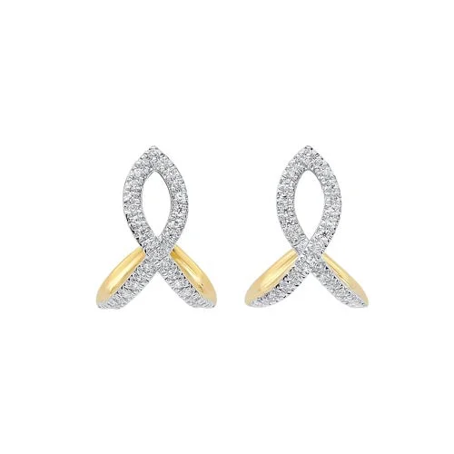 Diamond Ribbon Earrings In 14K Yellow Gold (1/6 Ct. Tw.)