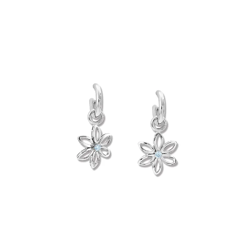 Fleur de Lys Earring Drops Silver - Blue Topaz