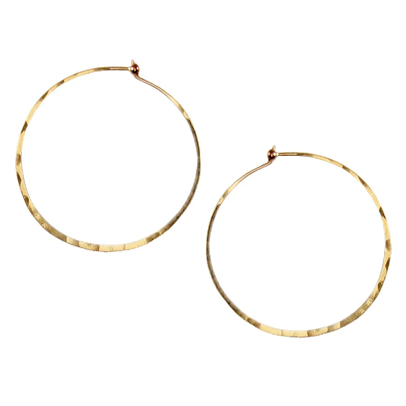 14k Large Thin Hammered Hoops