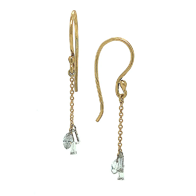 Marquise & Baguette Diamond Cluster Drop Earring