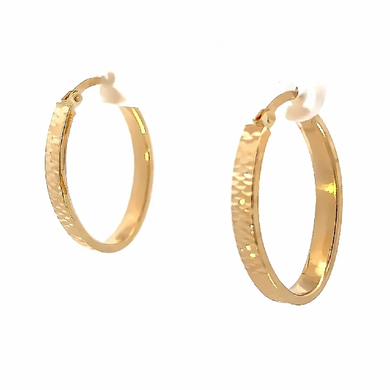 Gold Oval Hoop Earrings Lazer Cut