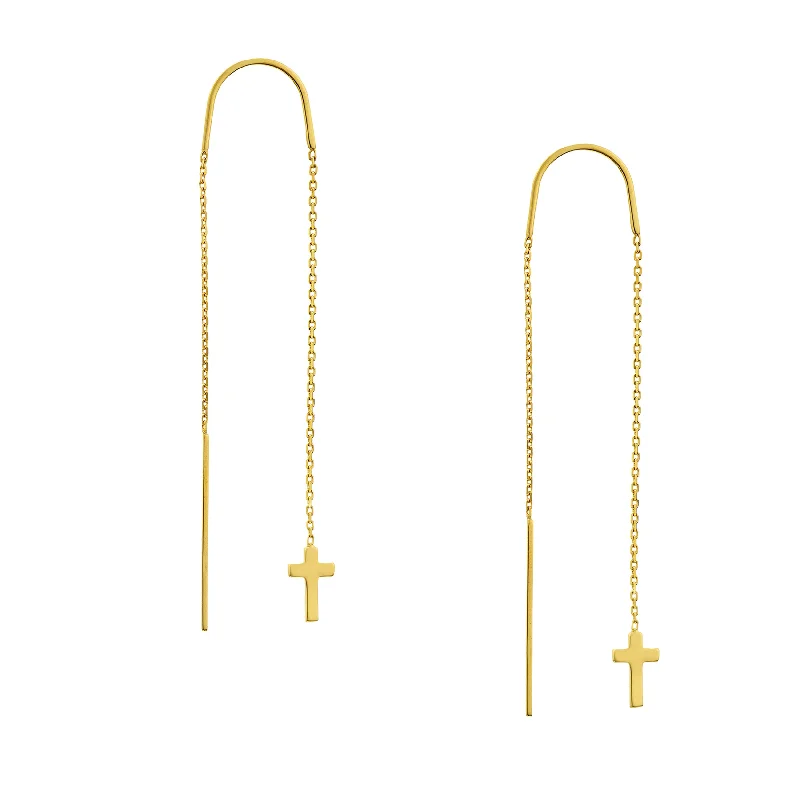 Polished Cross Threader Earrings