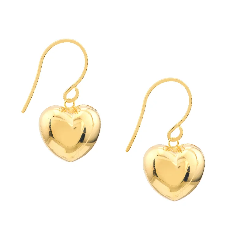 Puffed Heart Fish Hook Earrings