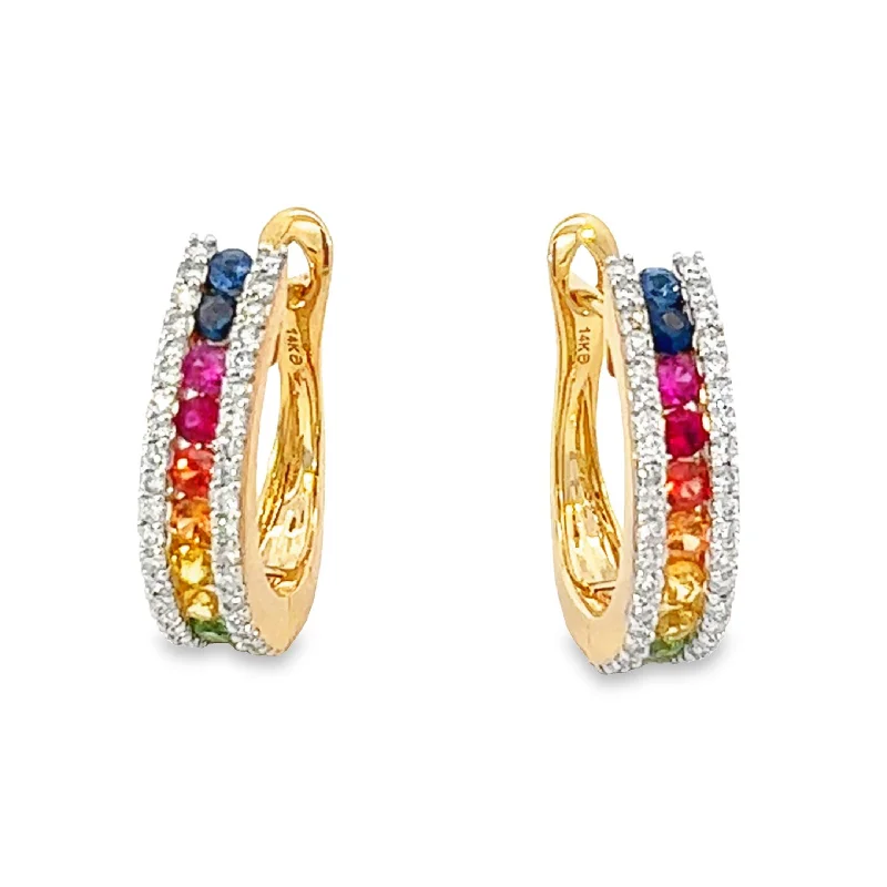 Rainbow Sapphire and Diamonds Earrings