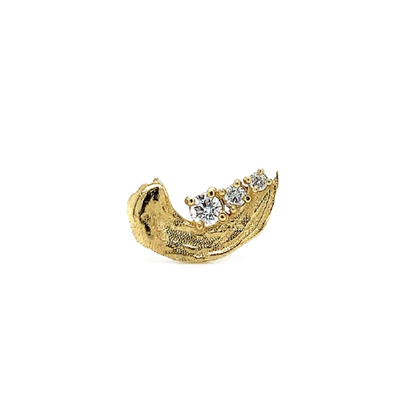 Diamond & Yellow Gold Brushstroke Single Stud Earring - "Renoir"