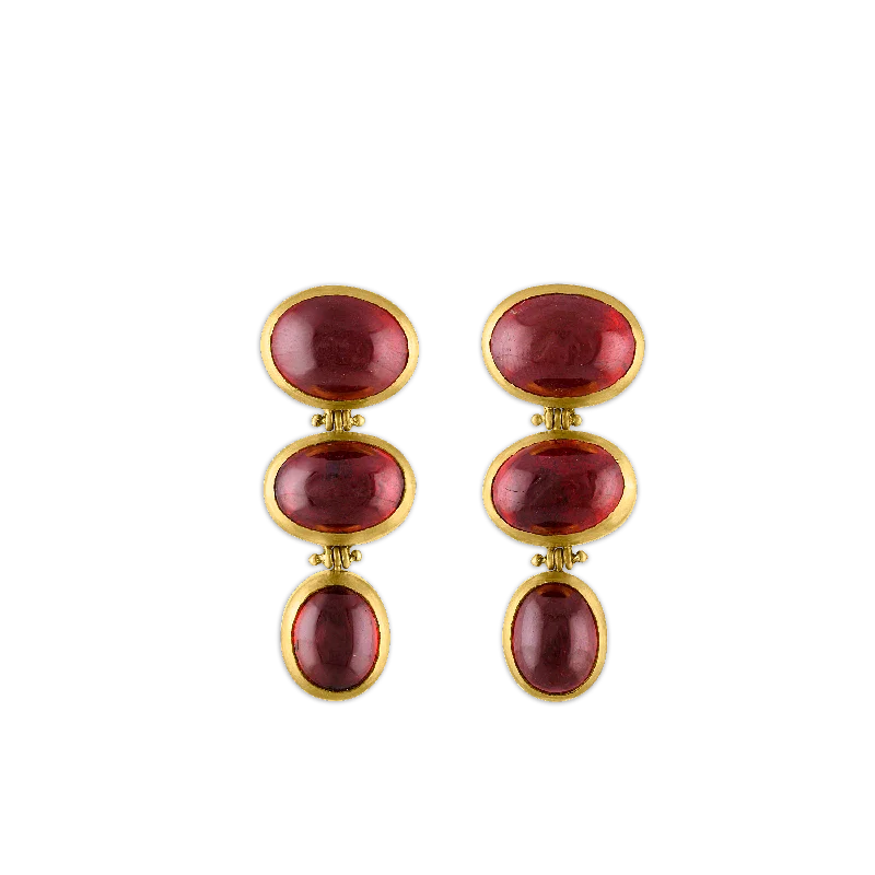 Spessartite Garnet Trio Hinge Earrings