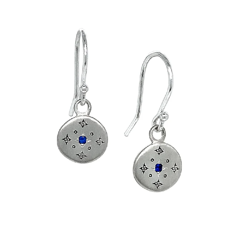 Sterling Silver & Sapphire Earrings - "New Moon"