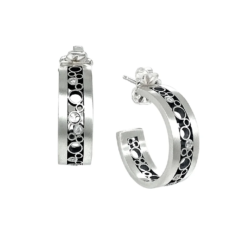 Sterling Silver Rectangular Hoops - "Elegant Bubbles"