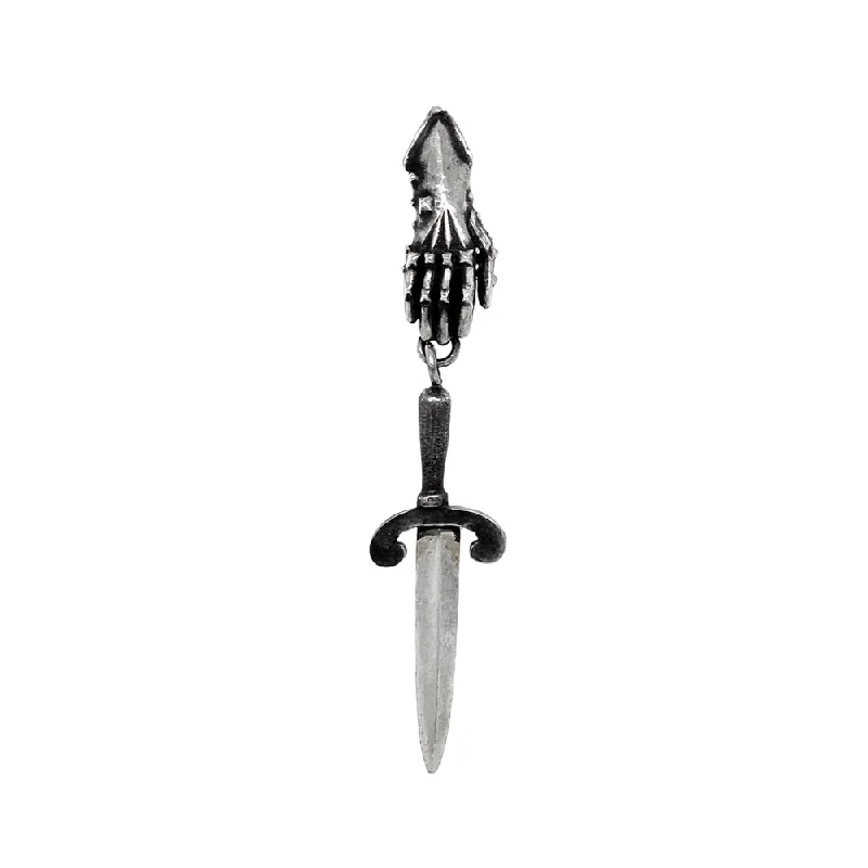 Sterling Silver Single Drop Earring - "Gauntlet & Parrying Dagger"