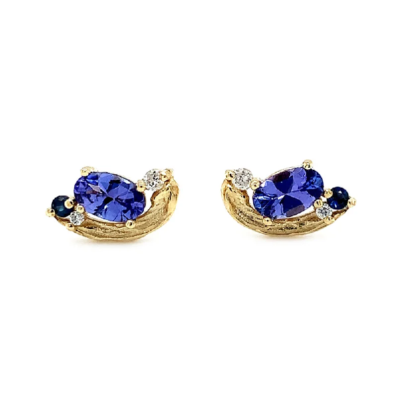 Tanzanite, Sapphire & Diamond Earrings - "Periwinkle"