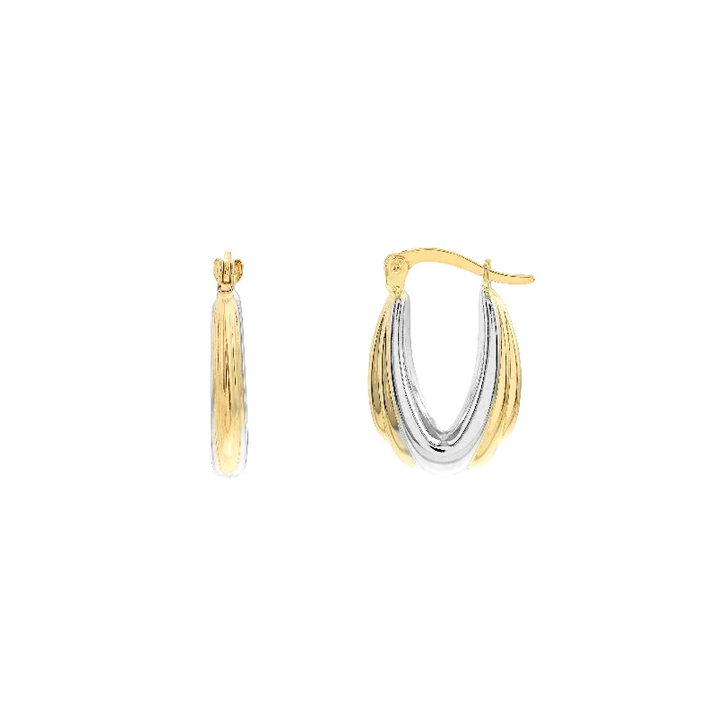 Two-Tone Draped Oval Hoop Earrings